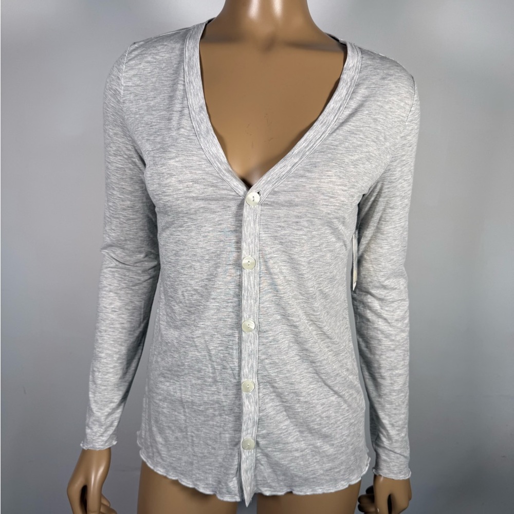 Anthropologie Women’s NWT Size XXS Light Gray Button-Down V-Neck Shirt Cardigan